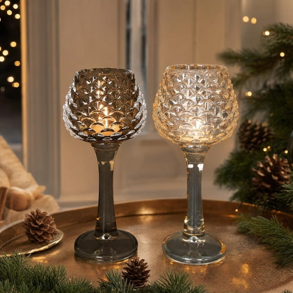 Teelichthalter Verrerie, Glas, 10x10x20,5 cm braun