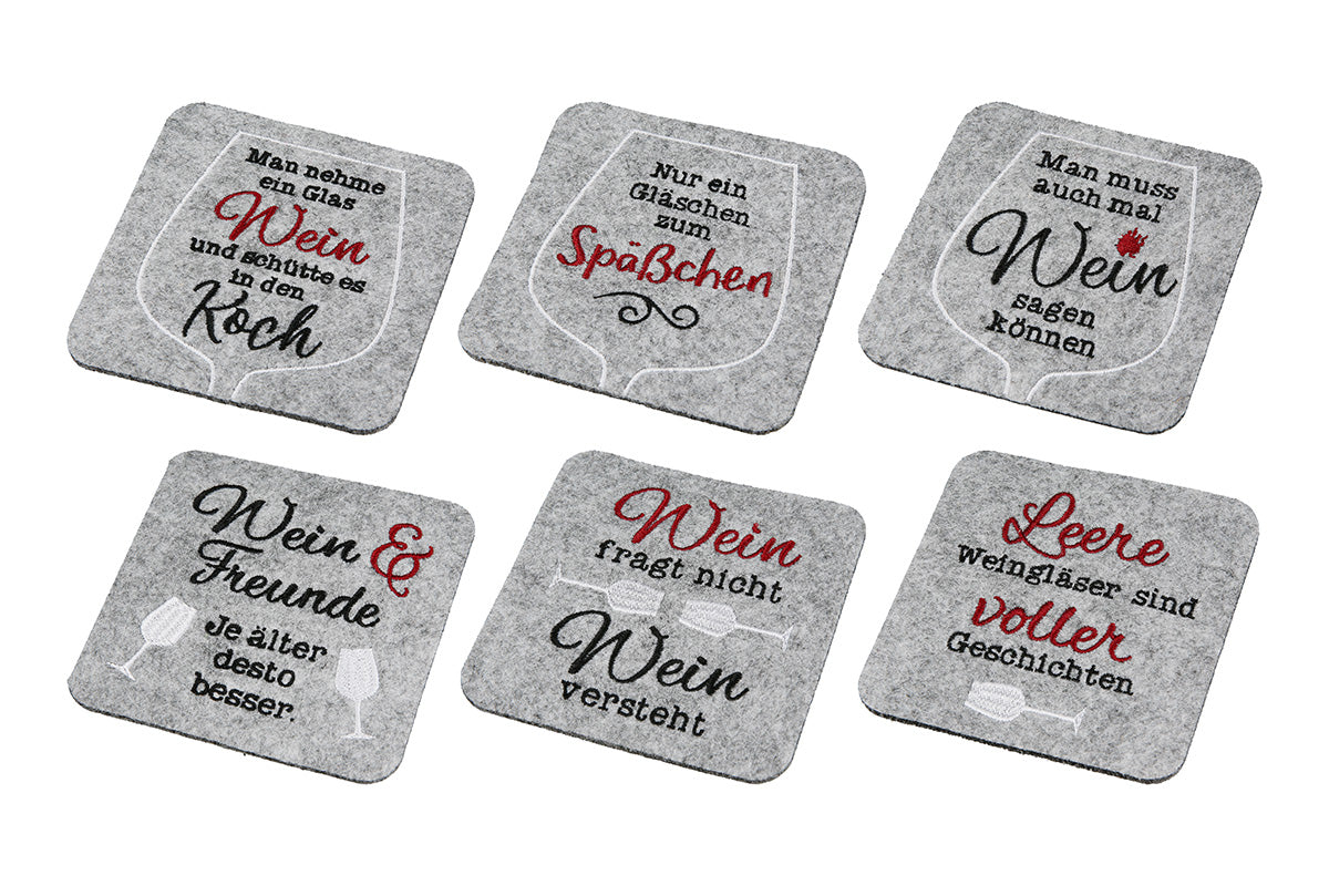 Untersetzer,quadratisch “Weinfest” mit Spruch 6 Stück