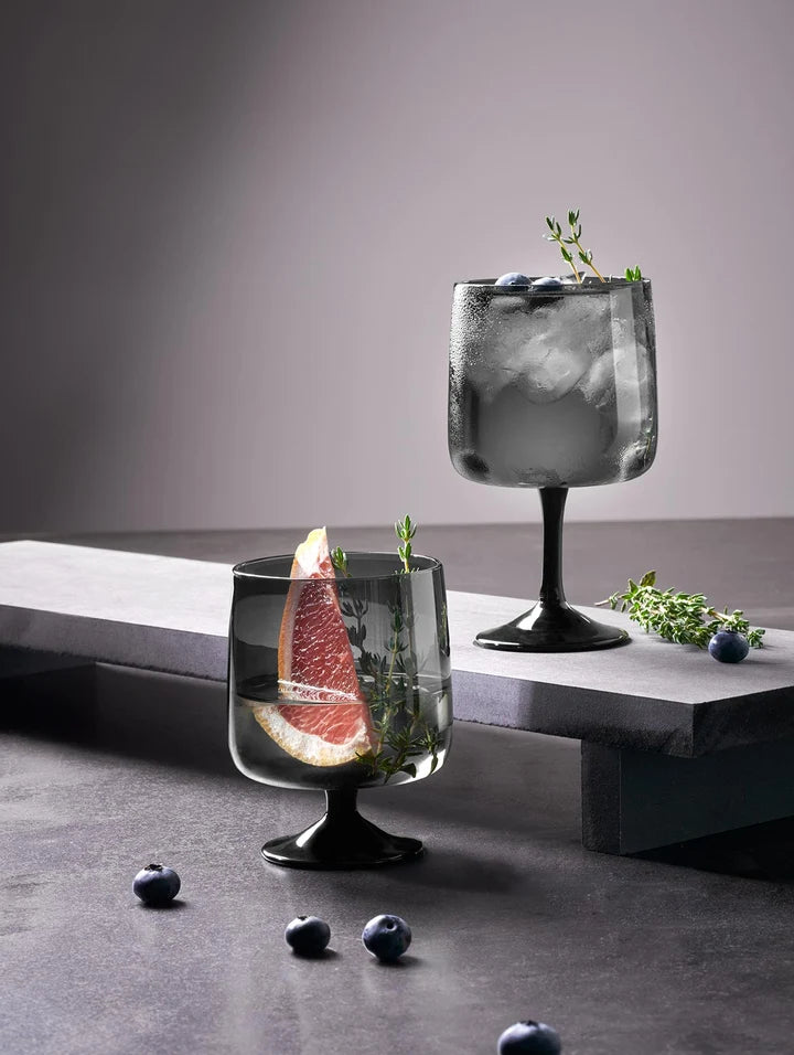 Stielglas grau D. 8 cm, H. 14 cm, 0,2 l