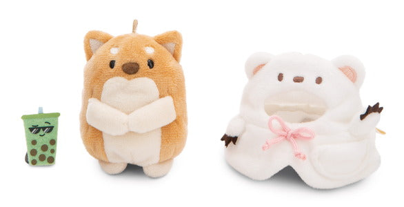 Nici Kuscheltier Set mymochi Hund Hiro mit Bubble Tee u. Eisbärkostüm in Geschenkbox
