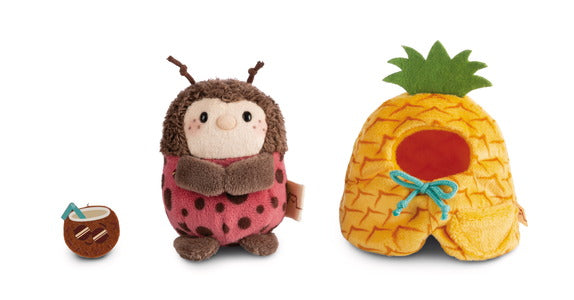 Nici Kuscheltier Set Marienkäfer Dozz mit Kokosnuss u. Ananaskostüm in Geschenkbox