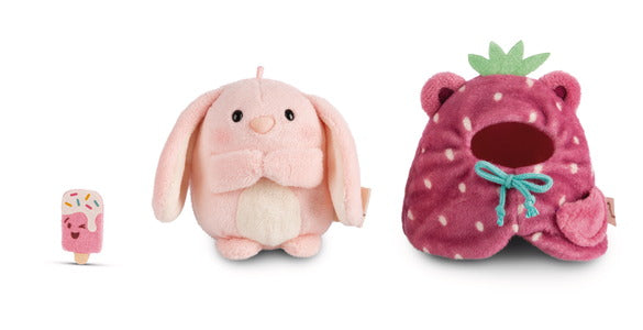 Nici Kuscheltier Set Hase Pibu mit Softeis u. Erdbeerkostüm in Geschenkbox