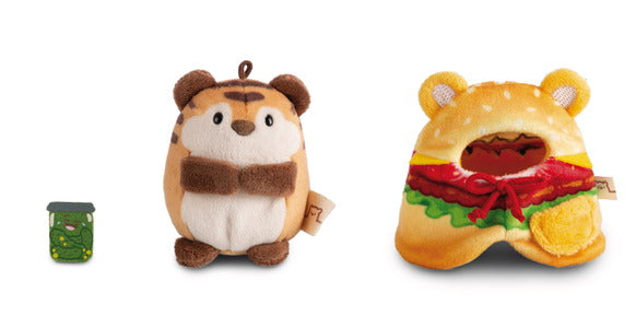 Nici Kuscheltier Set Tiger Tiggy mit Gurkenglas u. Hamburgerkostüm in Geschenkbox