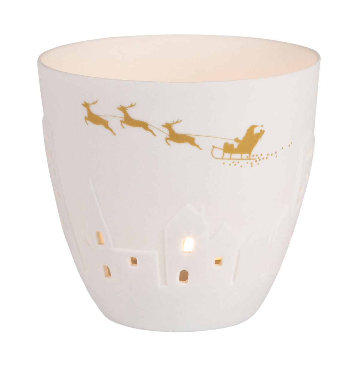 Teelichthalter Poesie Weihnachtsmann  H: ca. 8,9 cm • ø: 9,50 cm