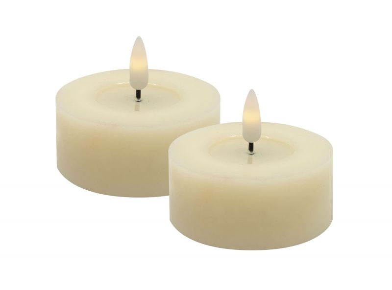 LED Teelicht cream 2er Set Echtwachs