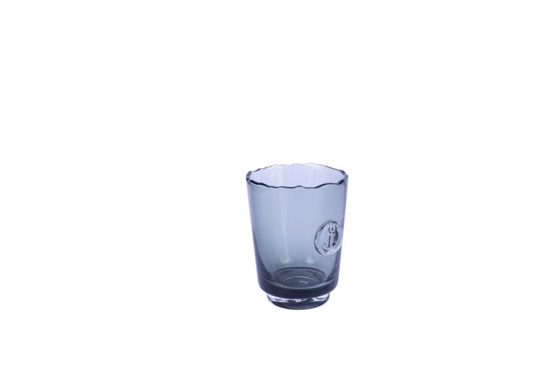 VOTIVLICHT GLAS GRAU mit Glasfuß