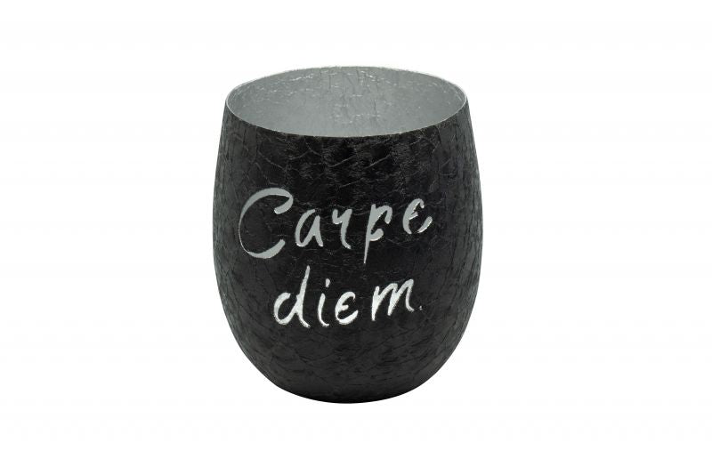 Carpe diem Windlicht eisen schwarz silber