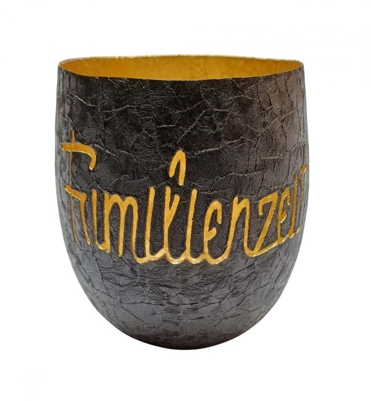Herzlichen Glückwunsch Windlicht schwarz gold