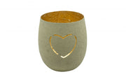 Herz Eisen Windlicht grünbeige gold